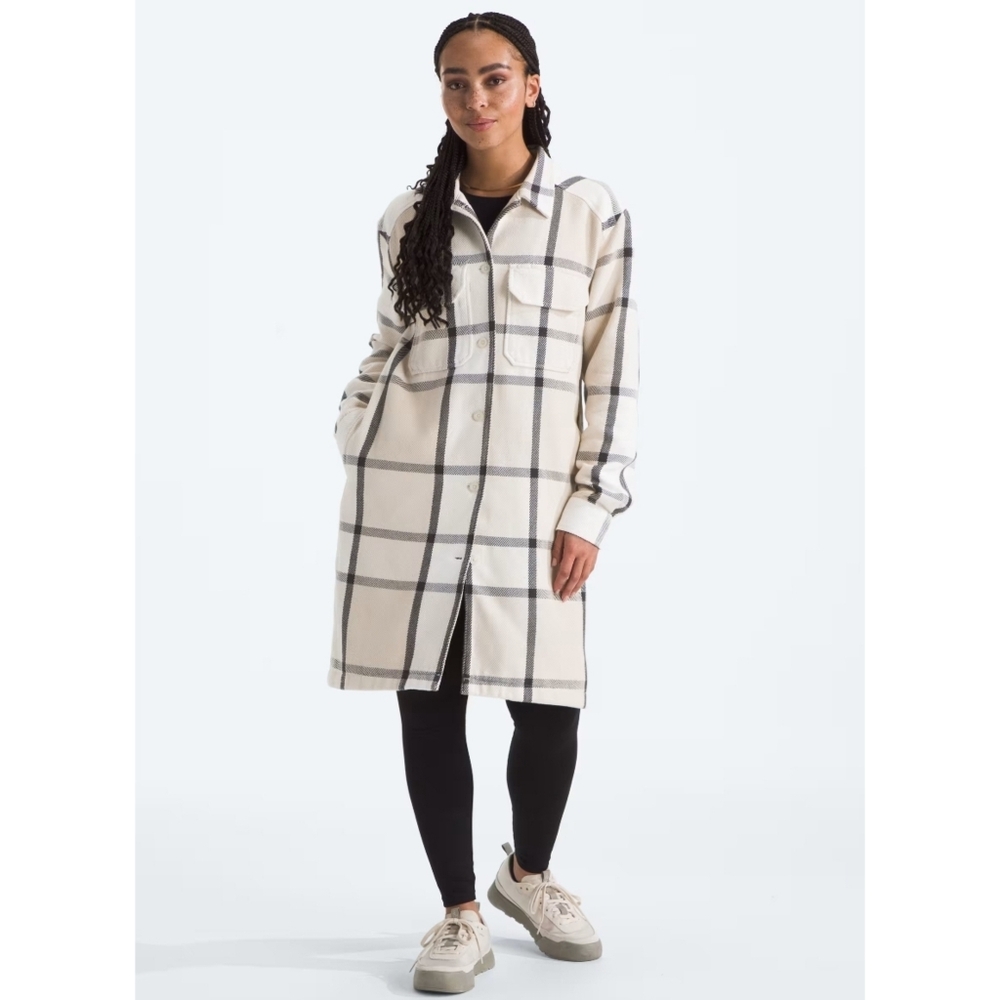 The North Face Cream Plaid Long Shacket